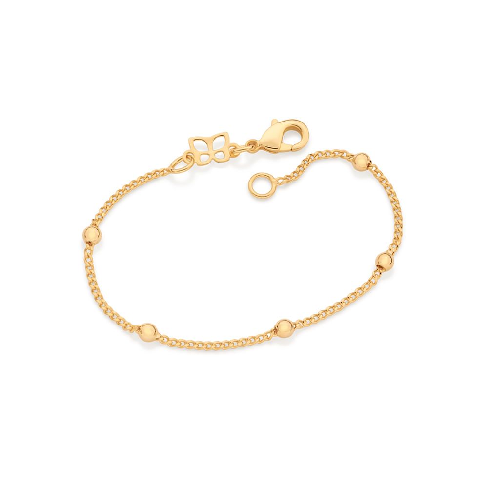 Pulseira Infantil Rommanel Bolinha Folheada a ouro 18k Feminina 550104 em Oferta na Shopee