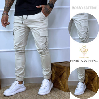 CALÇA CARGO JOGGER SARJA COM PUNHO MASCULINA SKATE