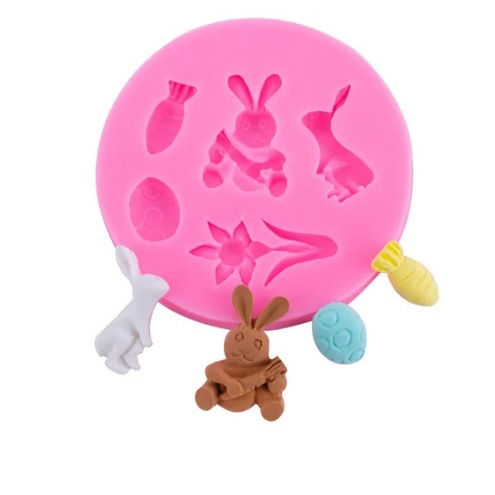 Molde de Silicone Mini Itens Páscoa - Coelhinho, Ovinho de Páscoa para Artesanato e Confeitaria - Molde de Coelho, Cenoura, Ovo de Páscoa e Flores