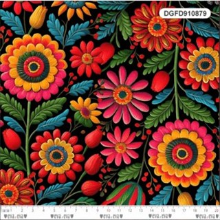TECIDO DIGITAL 3D TRICOLINE ESTAMPADO FLORAL FLORES A LA FRIDA