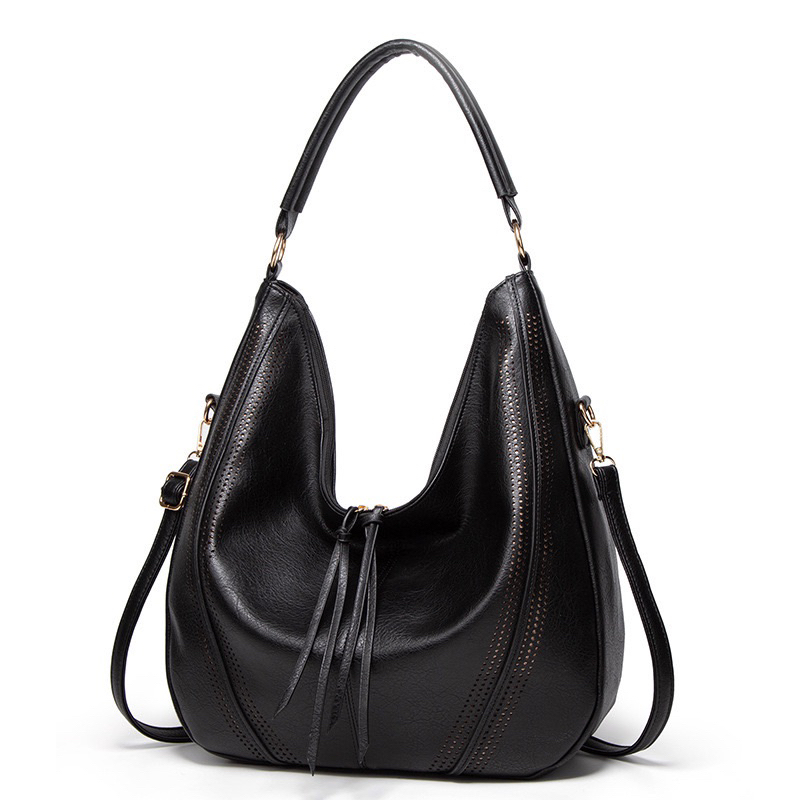 Bolsa casual de ombro oco com borla, bolsa casual grande feminina 856#