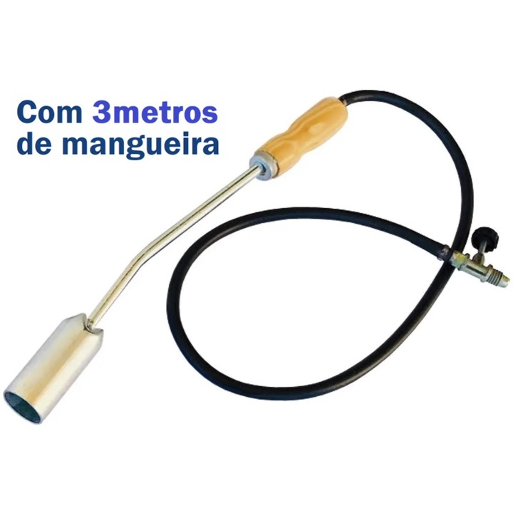 Maçarico Lança Chamas Gás Botijão 13kg Curto 1 registro 3 metros mangueira em Oferta na Shopee