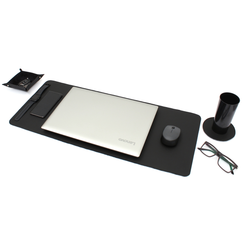Desk Pad Feroz WF 120x60 cm Porta Copos, Porta Chaves e Dois Organizadores de Cabo