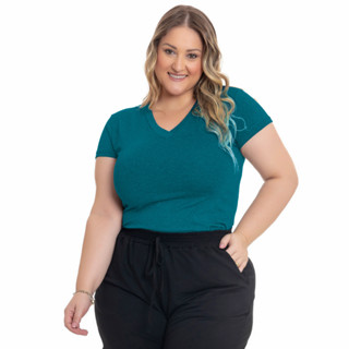 Blusa Básica Decote V Tendencia Da Moda Feminina Plus Size 029