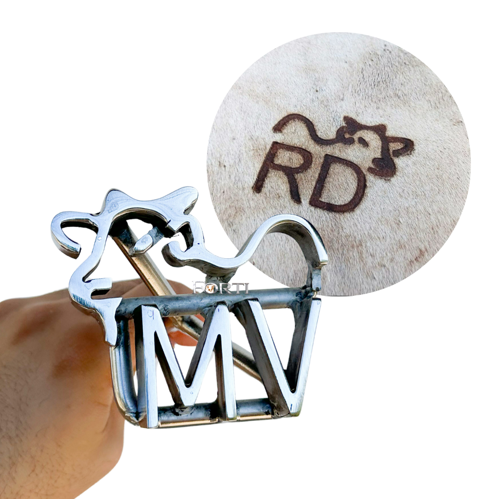 Marcadores De Gado Personalizado 3 Letras - Com Desenho Inox