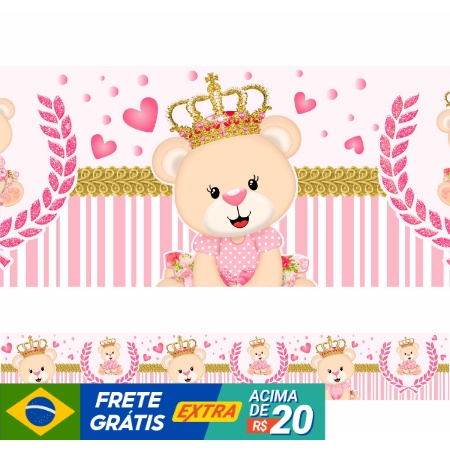 Faixa Decorativas Adesivo Infantil Ursinha Princesa