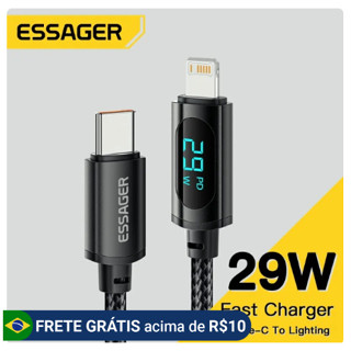 Cabo Lightning Para iPhone USB Tipo-C para Lighting Visor Digital 27W 1 ou 2 Metro(s) Essager