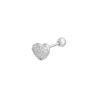 Piercing Coração Com Zircônias Helix e Tragus - Prata 925 Fecho De Aço