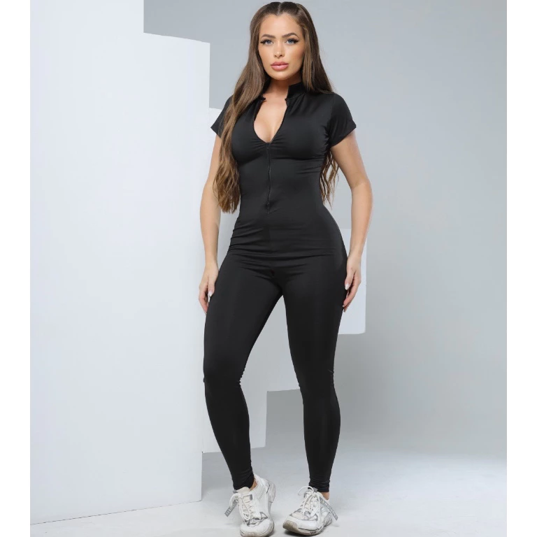 Macacão Gringo Longo Baby Look de Calça Com Ziper Fitness Balada Treino — imagem 1