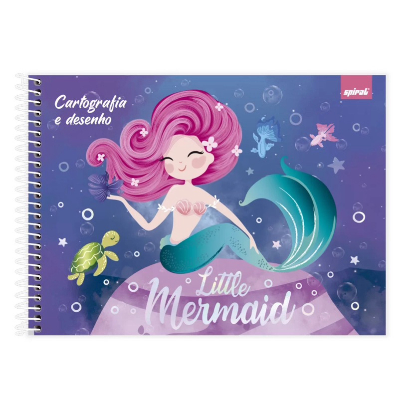 Caderno Cartografia e Desenho Capa Dura 80 Folhas Tendency Sereia Spiral - PT 1 UN