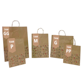 Sacola Kraft Coração (COLORIDOS) - 50 Unidades em Oferta na Shopee