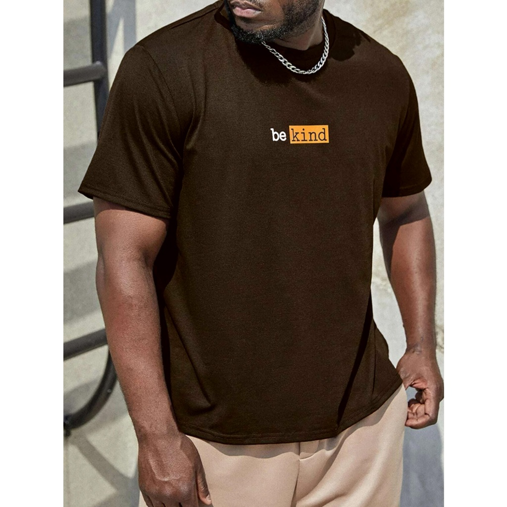 Camiseta Streetwear Cor Marrom Oversized Masculina Be Kind Lifestyle Bordado Básico Blusa Unissex E