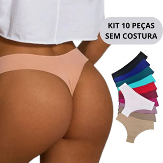 Kit 10 Calcinhas Sem Costura Corte a Laser Fio Dental