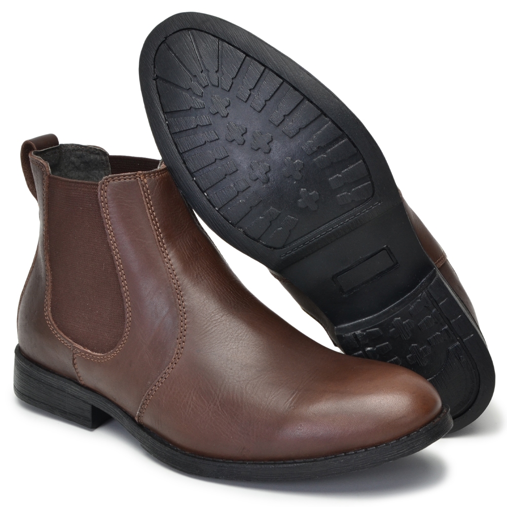 Botina Masculina de Couro Bota Chelsea Brete Boots Cano Curto Macia