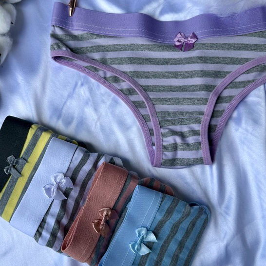 Kit 10 - Tanga Conforto Algodão Cotton Listrada Feminina em Oferta na Shopee
