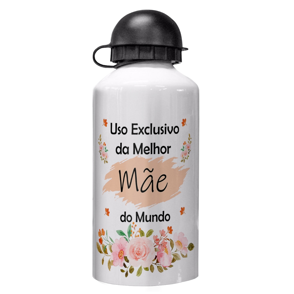 garrafinha squeeze floral de água personalizada de aluminio para presente de aniversário para mãe enteada dinda vó bisavó prima irmã tia amiga afilhada sobrinha cunhada madrasta babá namorada noiva esposa filha comadre nora sogra neta patroa chef
