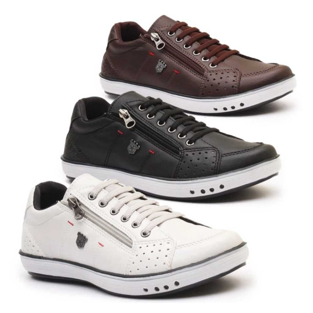 Kit 3 Pares Sapatenis Sapato Tenis Casual Sapato