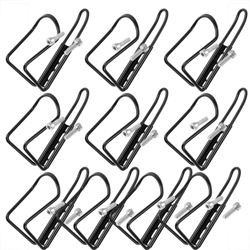 10 Suporte De Caramanhola Alumínio Para Garrafas SqueezeQuadro De Bicicleta Universal Preto Com Parafuso Leve Resistente Fixação Universal