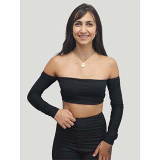 BLUSA CROPPED CIGANINHA OMBRO A OMBRO TECIDO DUPLO