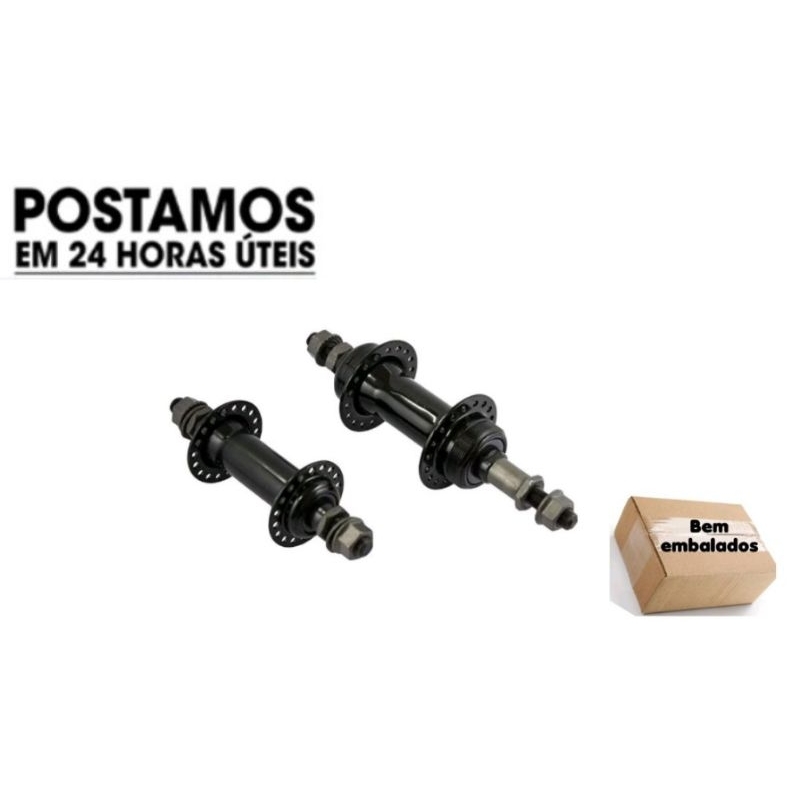 Cubo aço dianteiro e traseiro com esfera preto com eixo 3/8x180mm com espaçador 36 furos