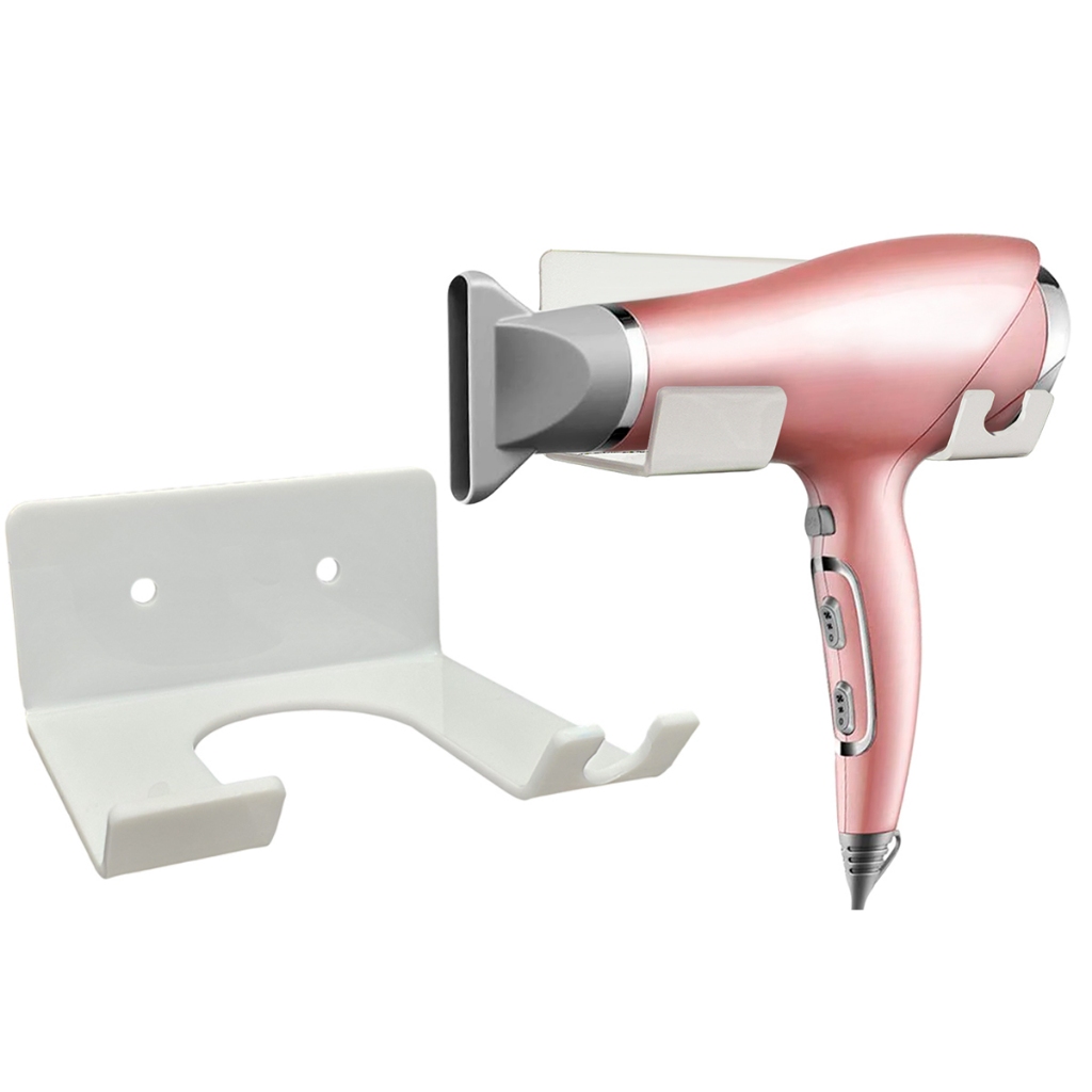 Suporte Organizador Porta Secador Cabelo Universal E Escova Cabelo Fixa Na Parede em Acrilico