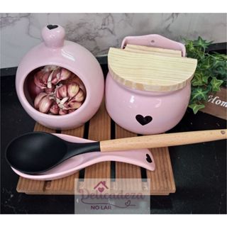 Kit Cozinha - com Saleiro / Porta Alho / Descanso de Colher - 2, 3 ou 4 Itens - Cores a sua escolha