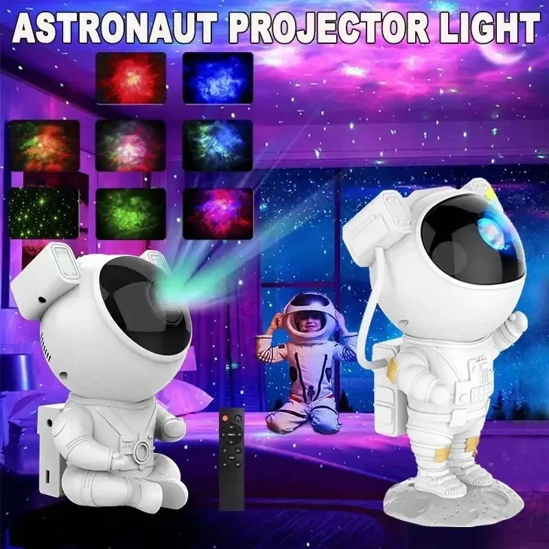 Luminaria Projetor Luz Astronauta Noturna Abajur Galaxias Nebulosa Estrelas