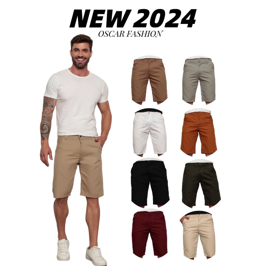 Bermuda Sarja Colorida Jeans Premium Masculino Diversas Cores