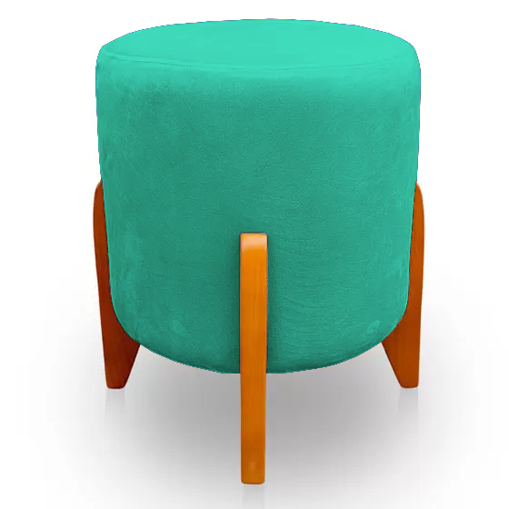 Puff Banqueta Decorativo Suede Azul Turquesa - Kimi Design