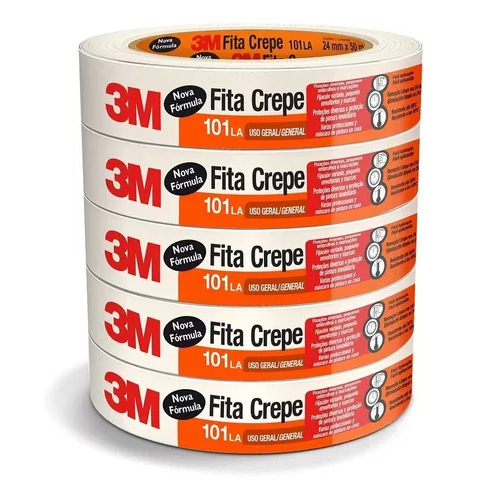 05 Rolos Fita Crepe 3m 101la 24mmx50m Nova Formula