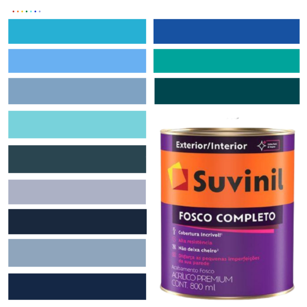 Tinta De Parede Acrílica Cor Azul  Suvinil Fosco Completo Antimofo Premium Lavável 800ml Cor Azul Céu/Cor Azul Marinho/Cor Azul Naval/Cor Azul Sensual