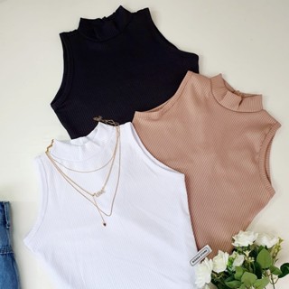 Cropped Canelado Gola Alta Moda Gringa PROMOÇAO