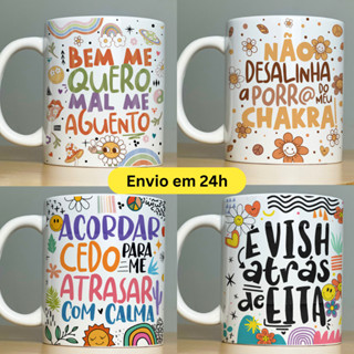 Caneca Personalizada Porcelana - Xicara com Frases Engraçadas - Indelicadas - Canecas Divertidas - Xícara Personalizada Good Vibes