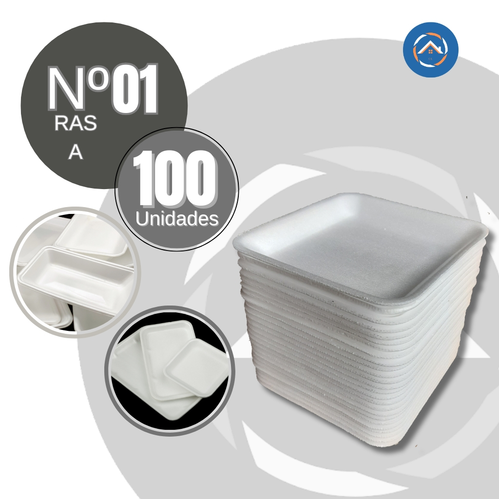 Bandeja RASA Nº1 Isopor c/100un Branca em Oferta na Shopee