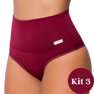 Kit 3 Calcinha Cinta Modeladora Cós Alto E Duplo Compressão - Stela N/A em Oferta na Shopee