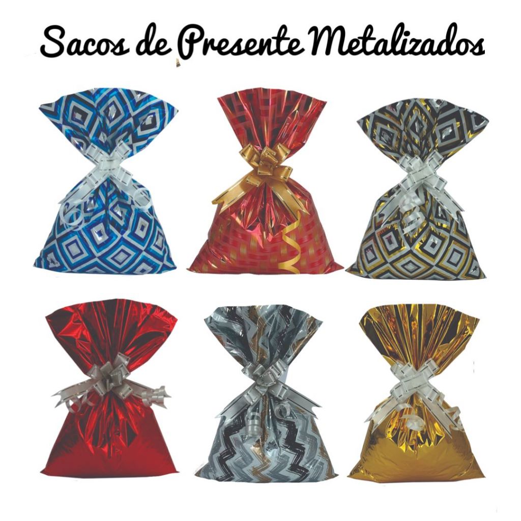 50 sacos de presente 20x29cm BOPP metalizados — imagem 2 de 2
