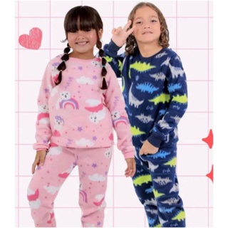 Conjunto pijama infantil de frio em soft para o inverno TAM. 1 ao 16 em Oferta na Shopee
