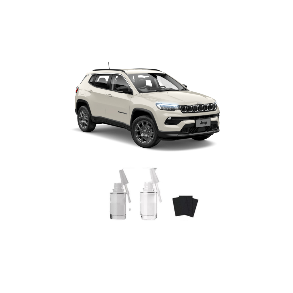 Tinta Tira Risco Automotivo Branco Polar Jeep  + Verniz 15ml