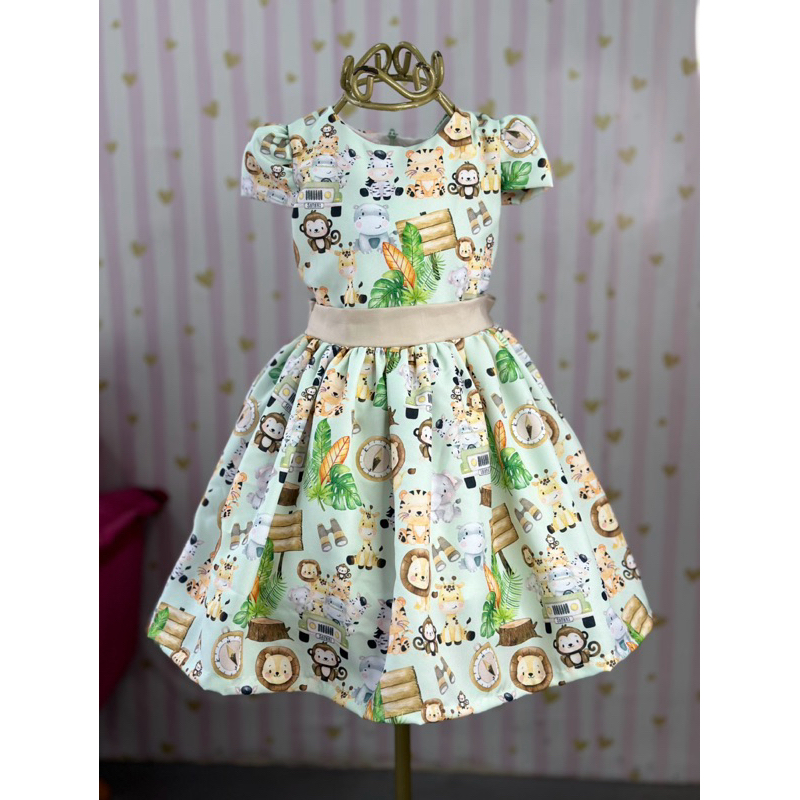 Vestido Infantil Safari mor 1 em Oferta na Shopee