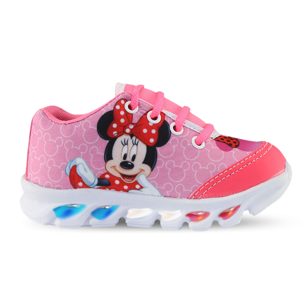 Tênis infantil LED MINNIE ROSA de Meninas com Led luzes coloridas Macio Confortável Brilha Luzinha Pisca que Acende