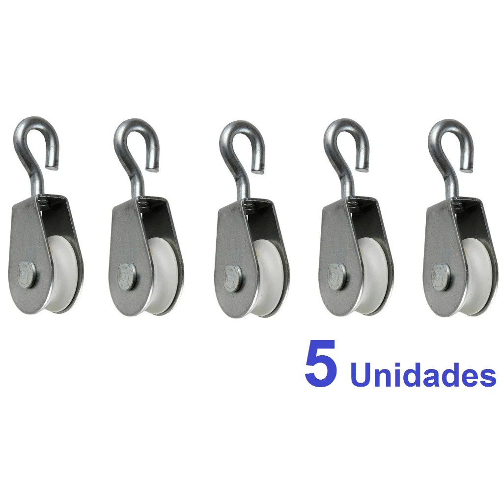 Roldana 2cm Para Varal Metal Com Plastico Com Gancho 5 pçs