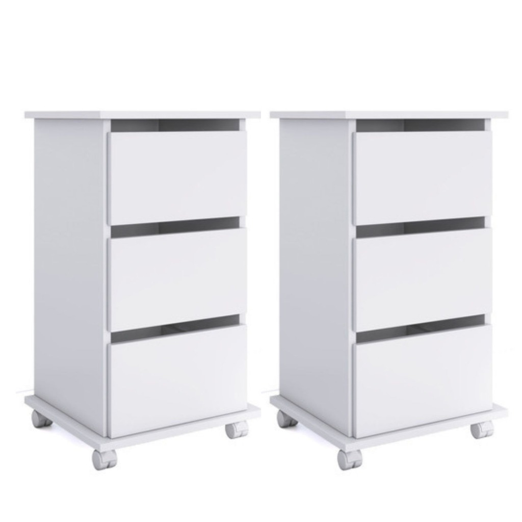 2 Unidades Gaveteiro 62cm Com Rodinhas Multiuso Melhor Madeira MDP 100% Resistente