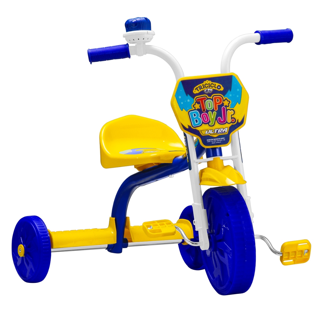 Triciclo Bicicletinha Velotrol Motoquinha Infantil Ultra Bikes Top Boy Jr Criança Menino Menina Buzina a Ar Rodas em PP