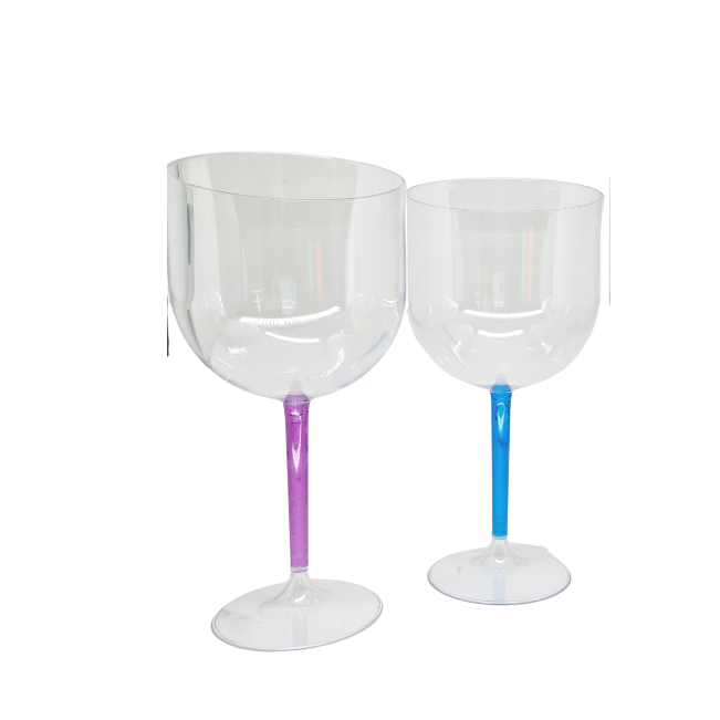 kit 30 Taça Gin acrílica colorida 550ml com haste colorida