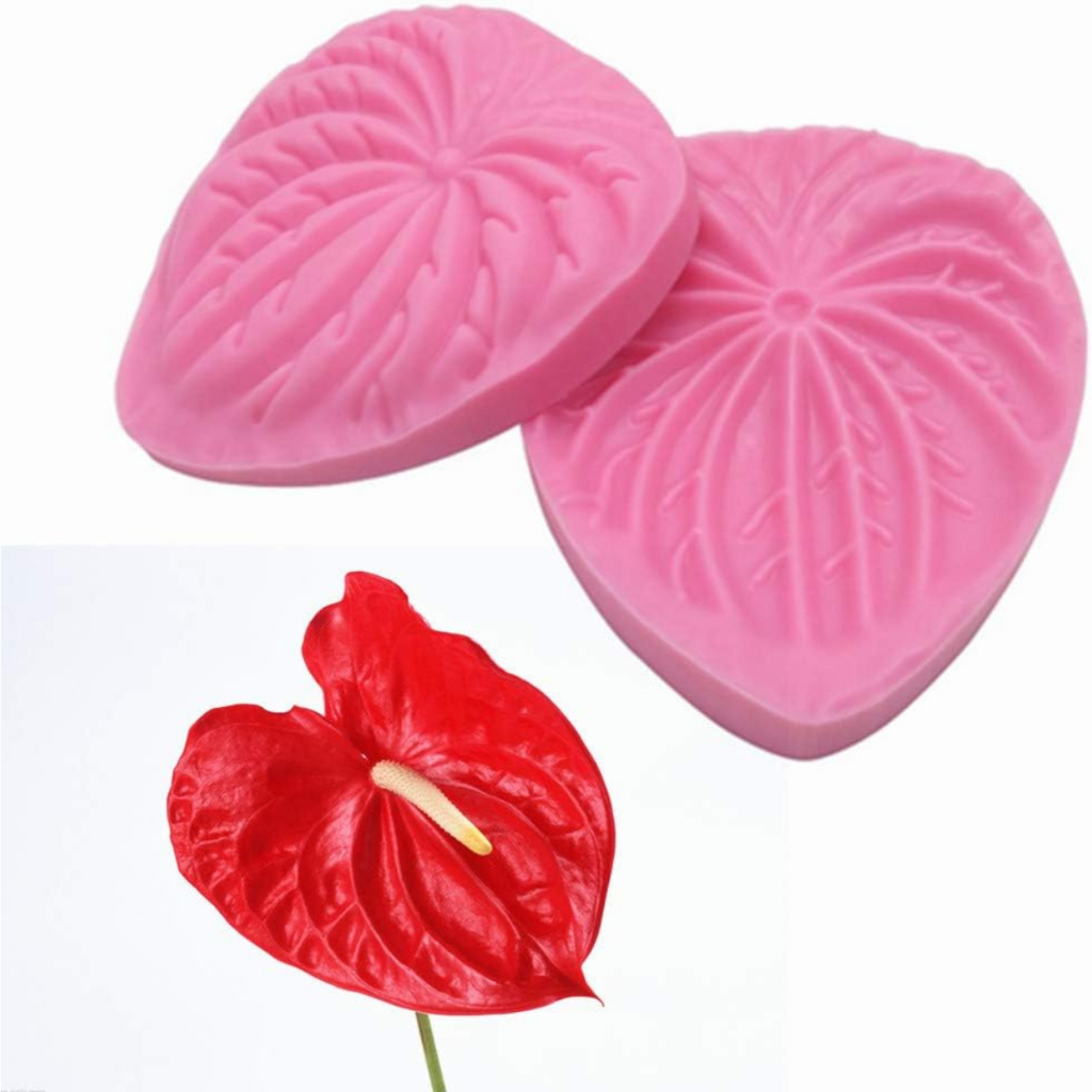 KIT 2 Moldes Em Silicone Frisadores ANTURIO - Para Confeitaria e Artesanato - Flor Planta