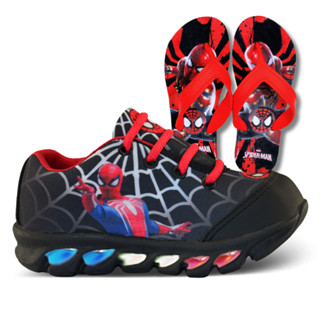 Tenis infantil de led menino Homem Aranha + Chinelo