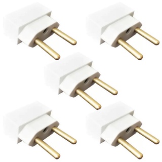 Kit 5 Adaptador De Tomada Americano Pino Chato Para Pino Redondo Bipolar Padrão Nbr 250v Branca em Oferta na Shopee