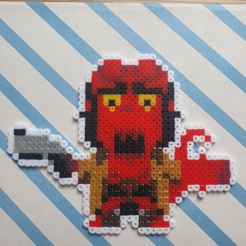 Chaveiro ou imã em pixel art | Hellboy | feito a mão
