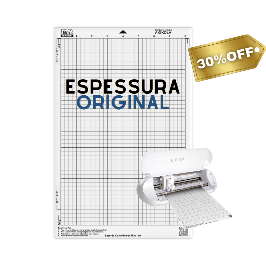 1 Base de corte A4 Silhouette Portrait 1, 2, 3  -  Cameo 2 e 3  - Transparente - Com Cola