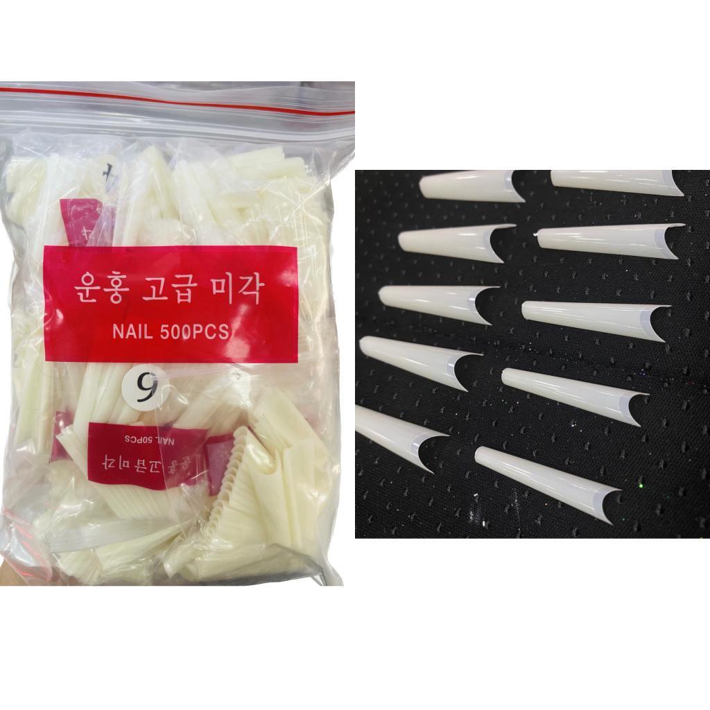 Kit 500 Unhas Tips Bailarina Realista Extra Longa c/saco